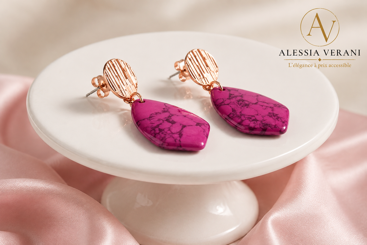 Natural Polychrome Stone Earrings