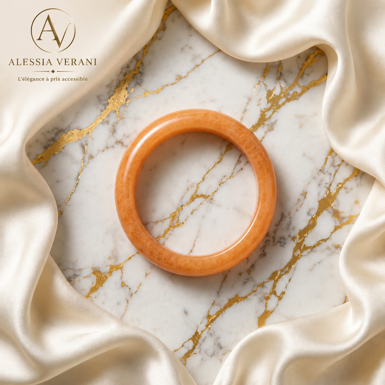 Natural Aragonite Peach Statement Bangle