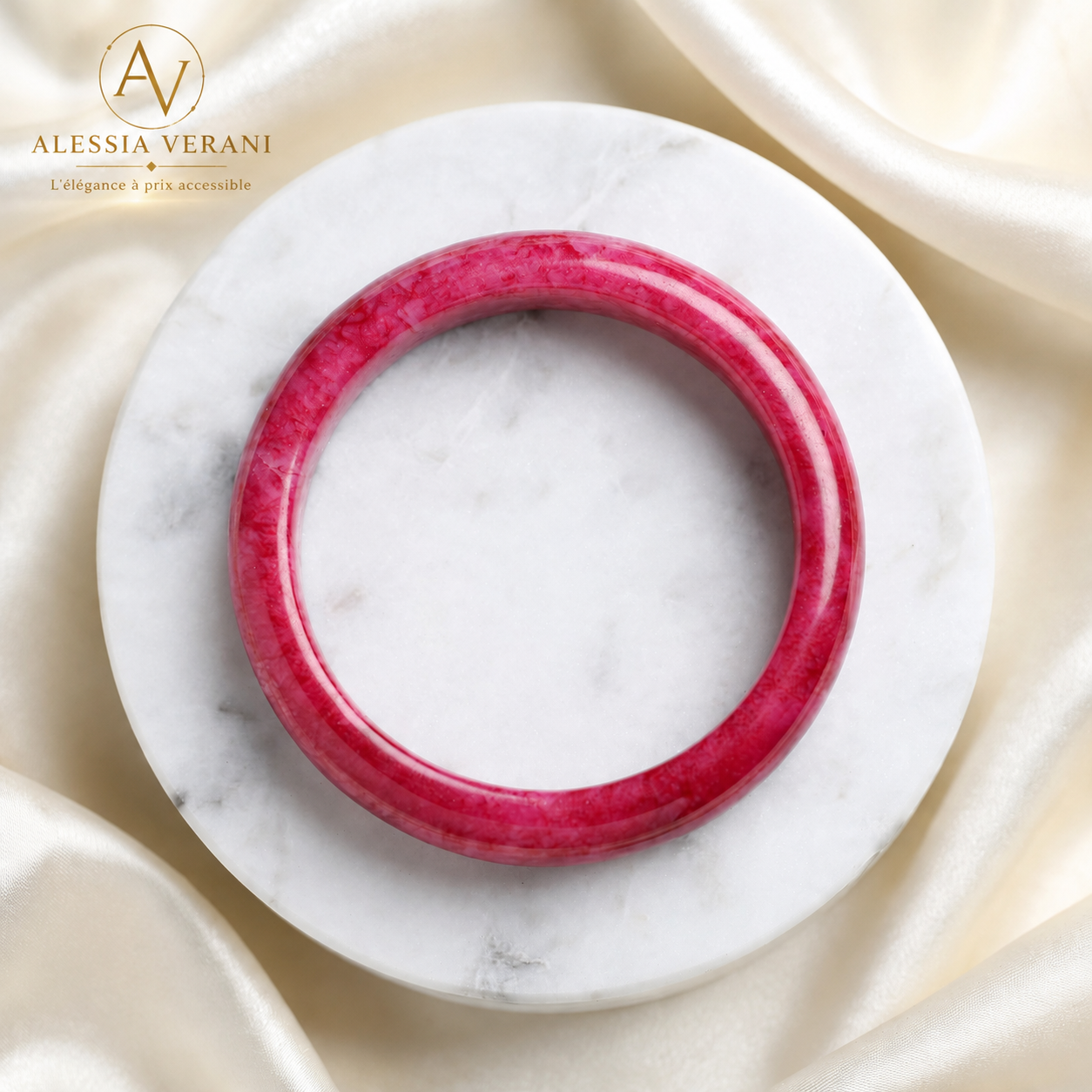 Cherry Blossom Agate Bangle