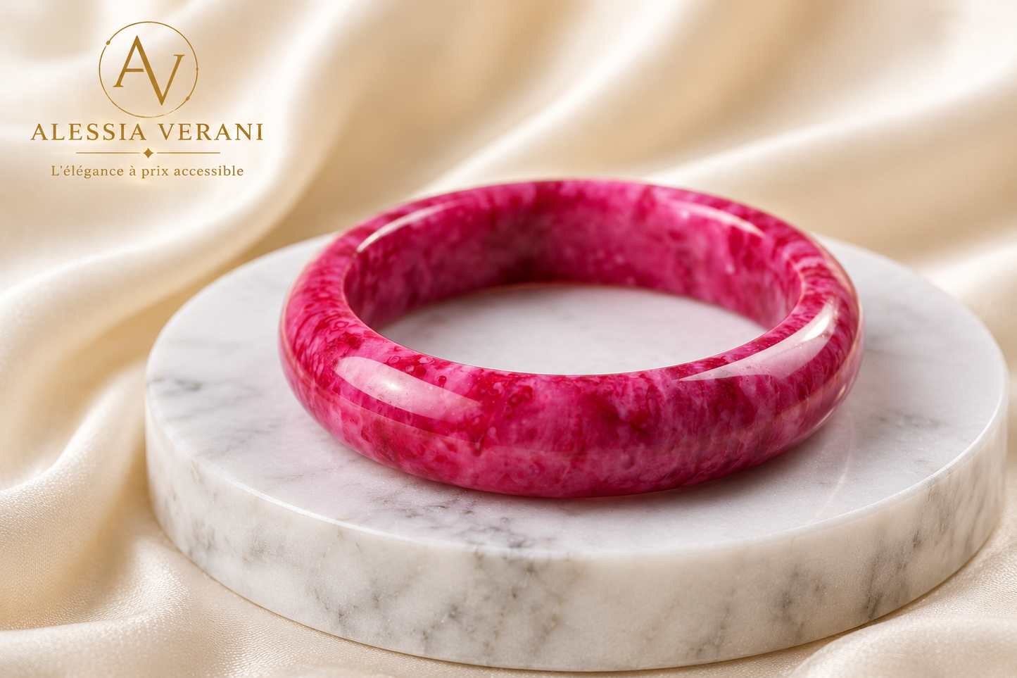 Cherry Blossom Agate Bangle