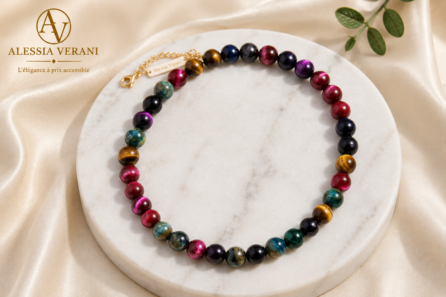 Mosaic Agate Beaded Necklace
