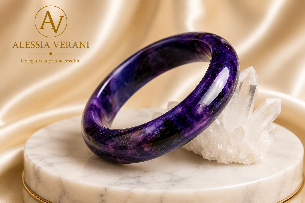 Amethyst Essence Natural Stone Bangle