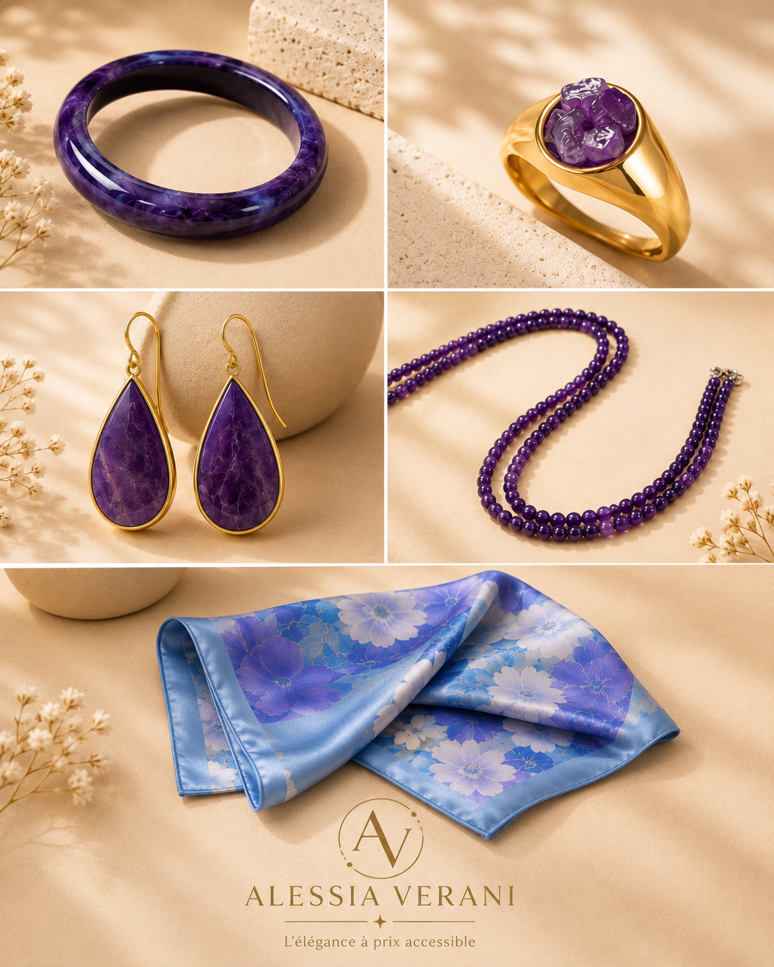 Amethyst Royale Signature Collection – 5-Piece Jewelry Set