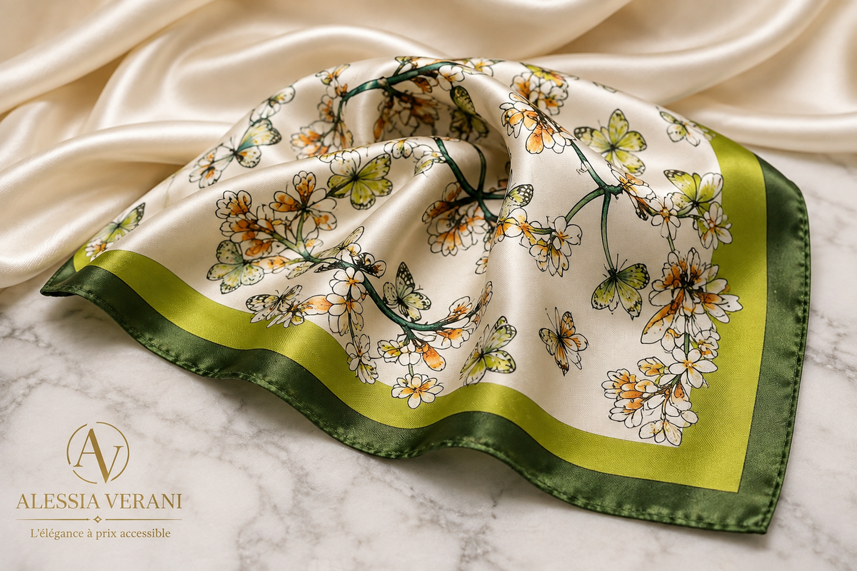 Botanical Butterfly 100% Silk Square Scarf