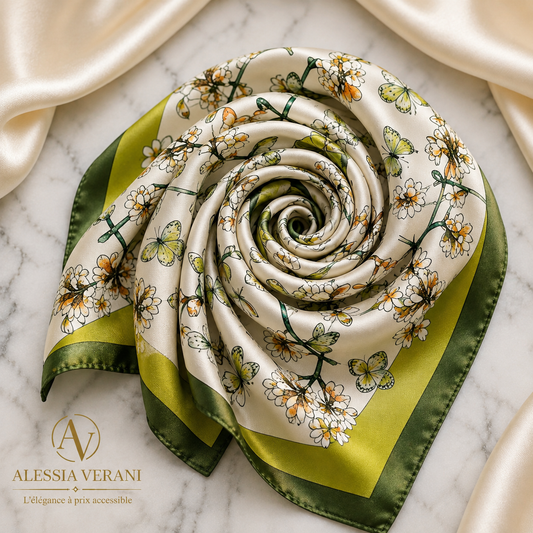 Botanical Butterfly 100% Silk Square Scarf