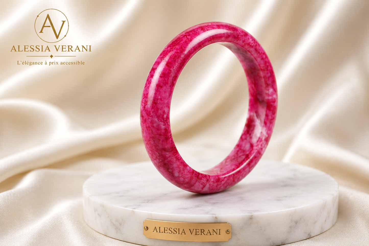 Cherry Blossom Agate Bangle