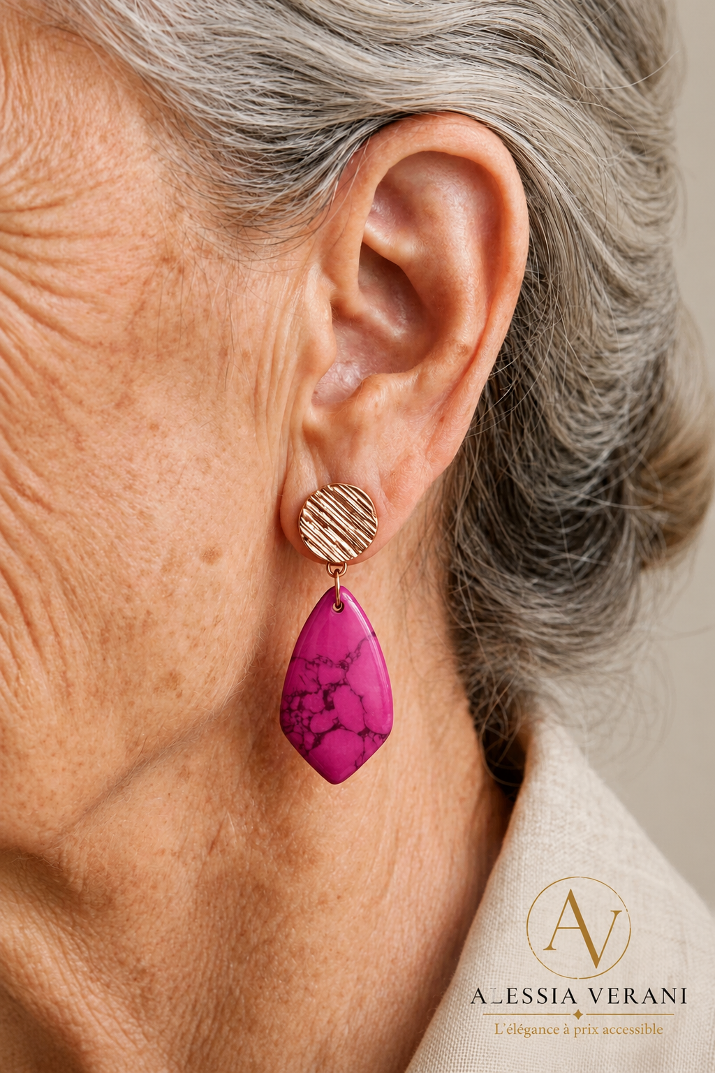Natural Polychrome Stone Earrings
