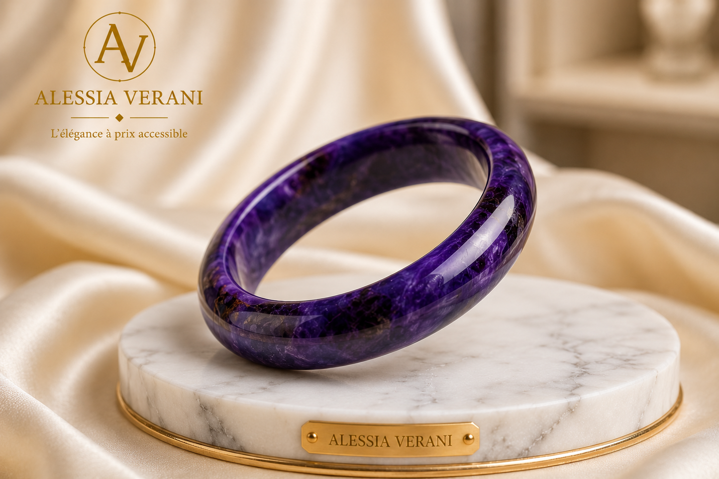 Amethyst Essence Natural Stone Bangle