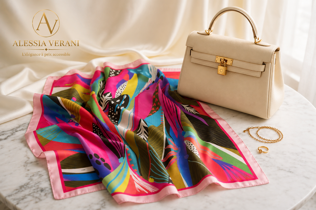 Tropical Bloom 100% Silk Square Scarf