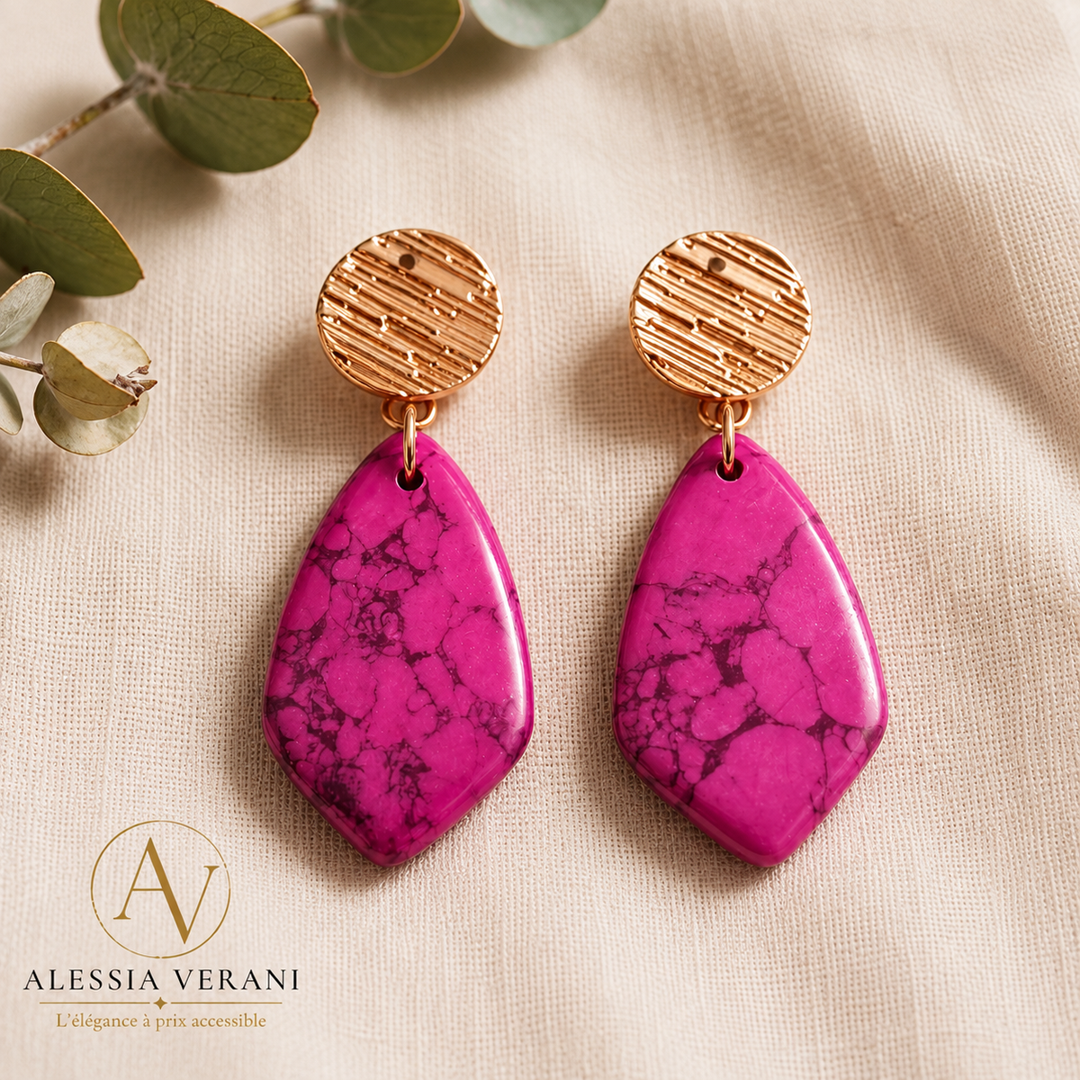 Natural Polychrome Stone Earrings