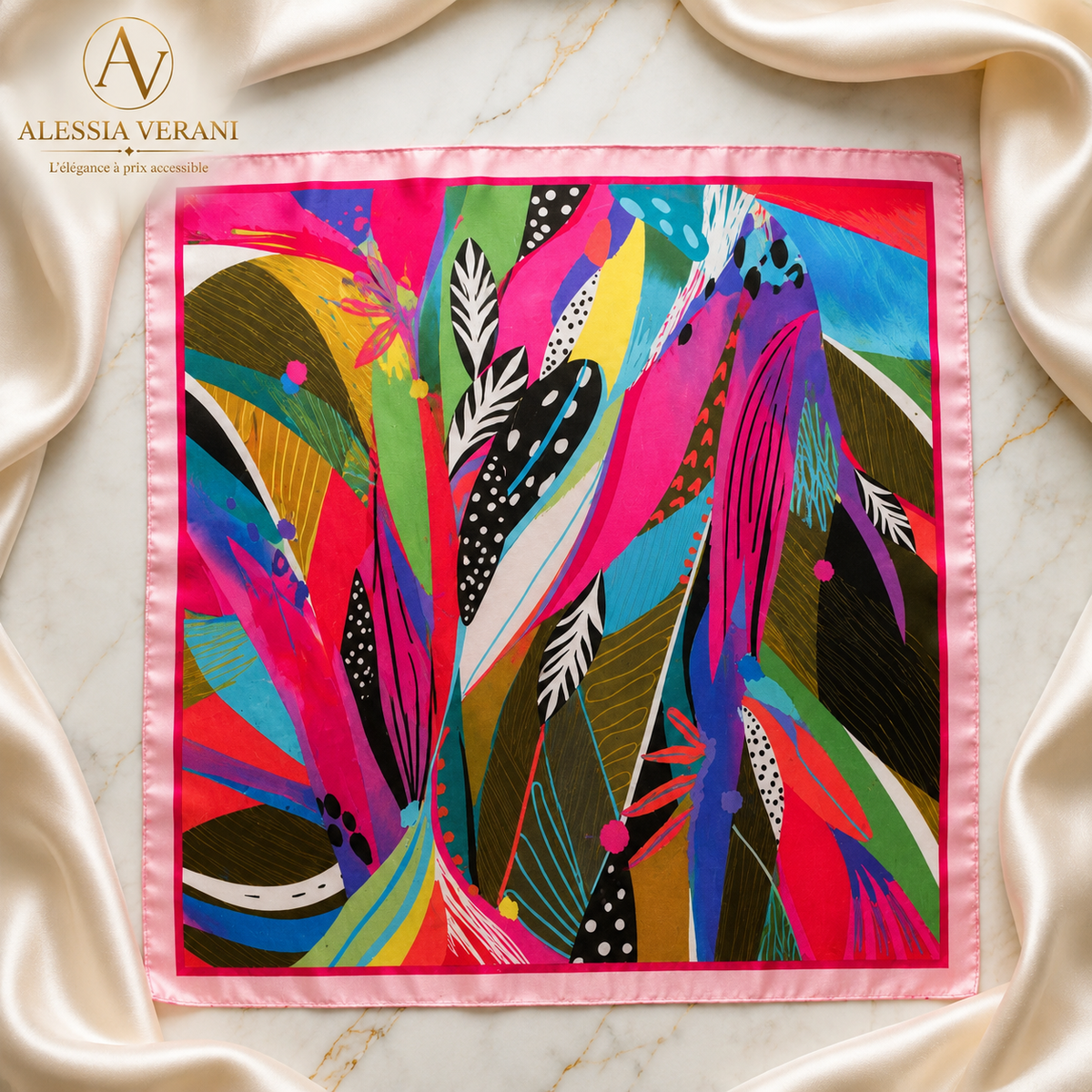 Tropical Bloom 100% Silk Square Scarf