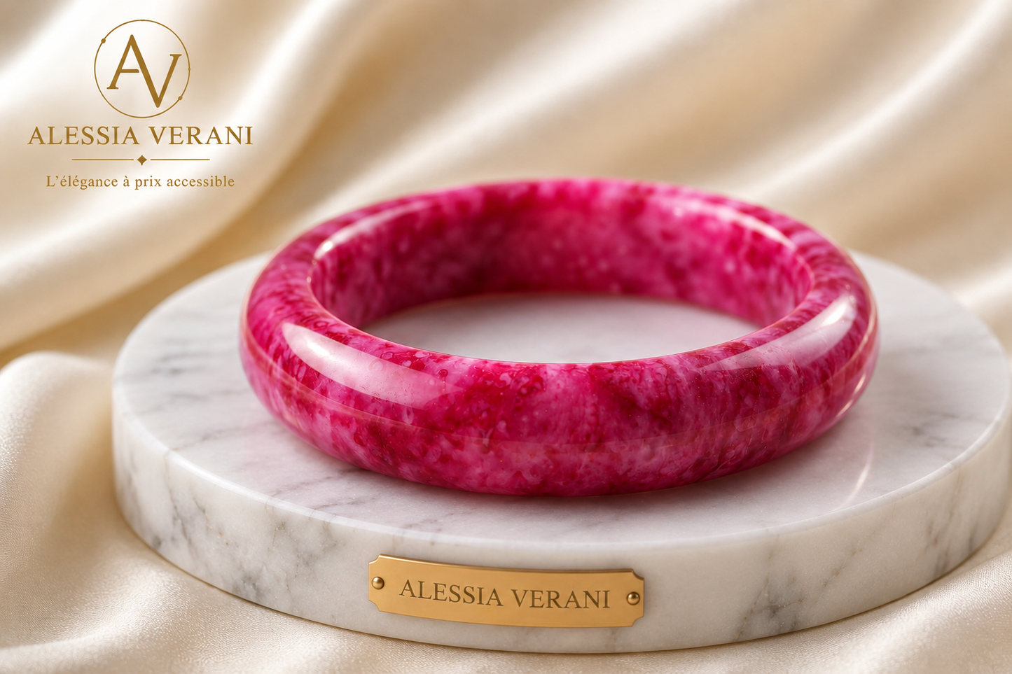 Cherry Blossom Agate Bangle