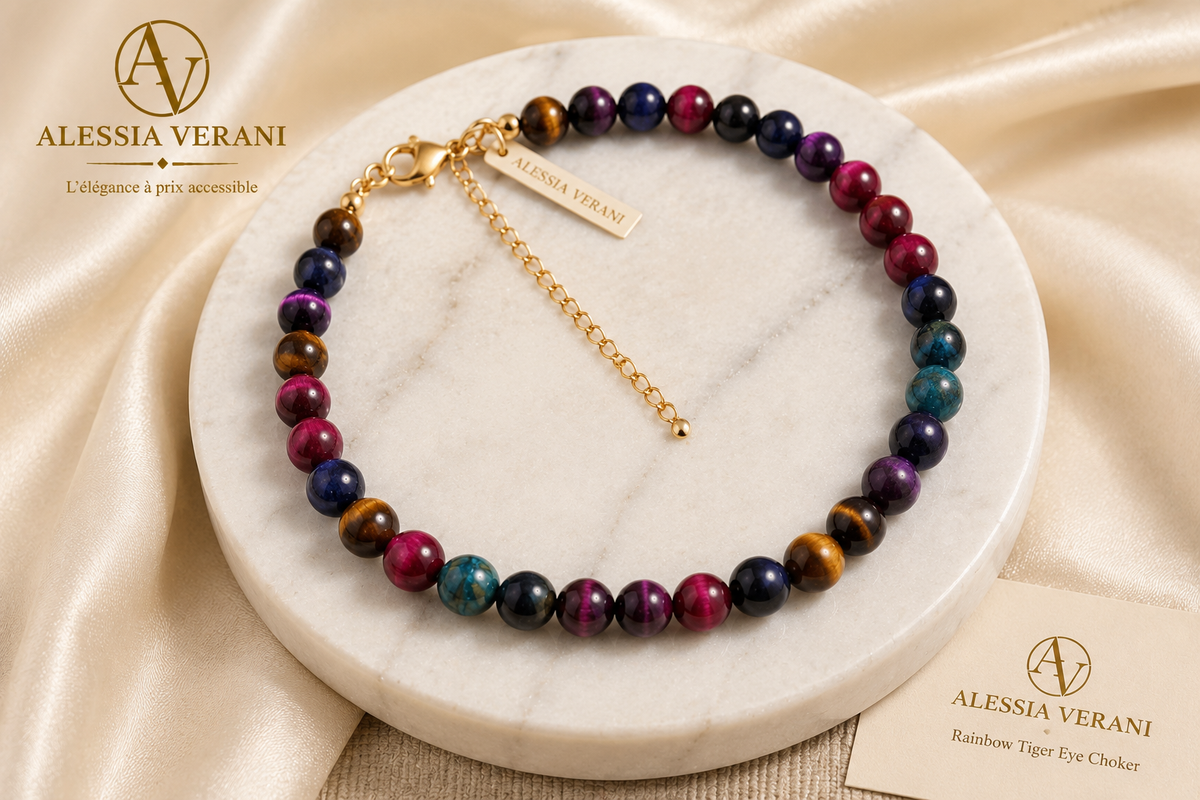 Mosaic Agate Beaded Necklace