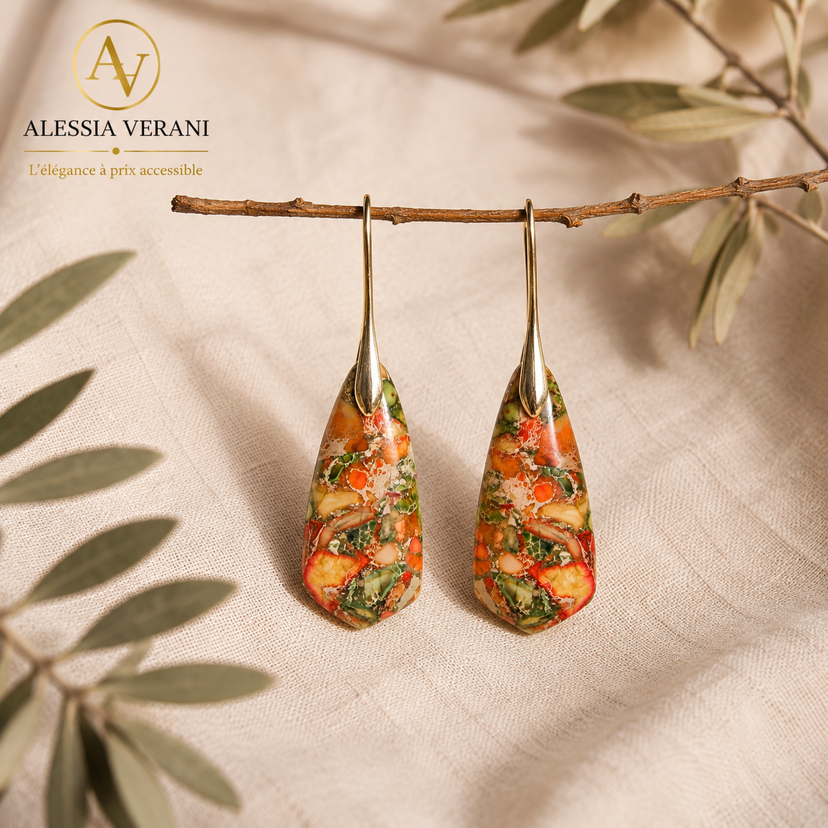 Autumn Bloom Natural Stone Earrings