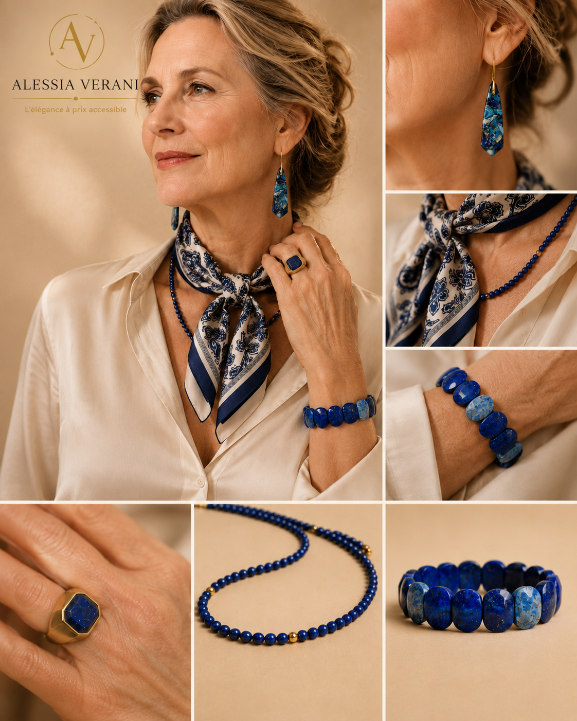 Collection Signature Lapis Lazuli – Parure 5 pièces