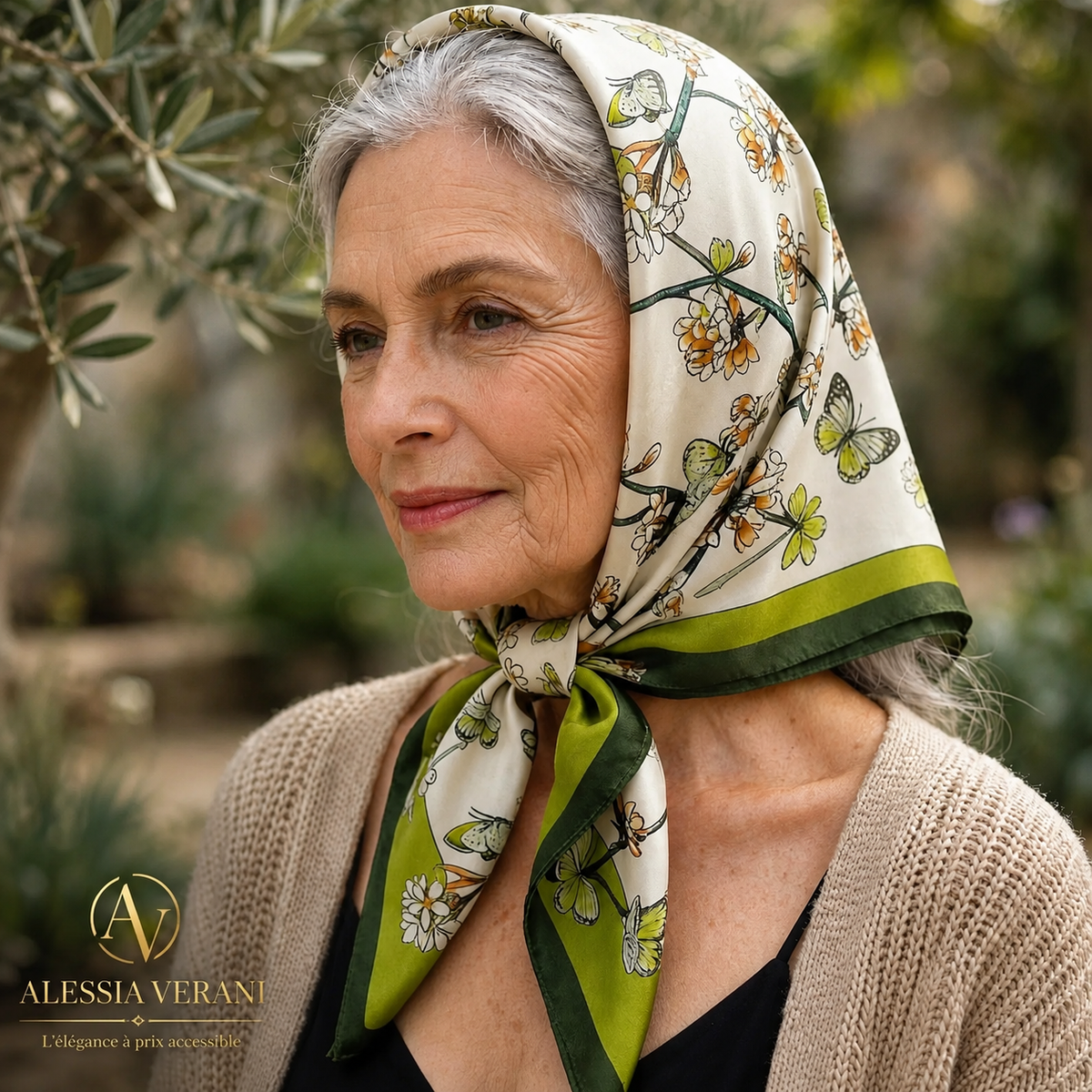 Botanical Butterfly 100% Silk Square Scarf