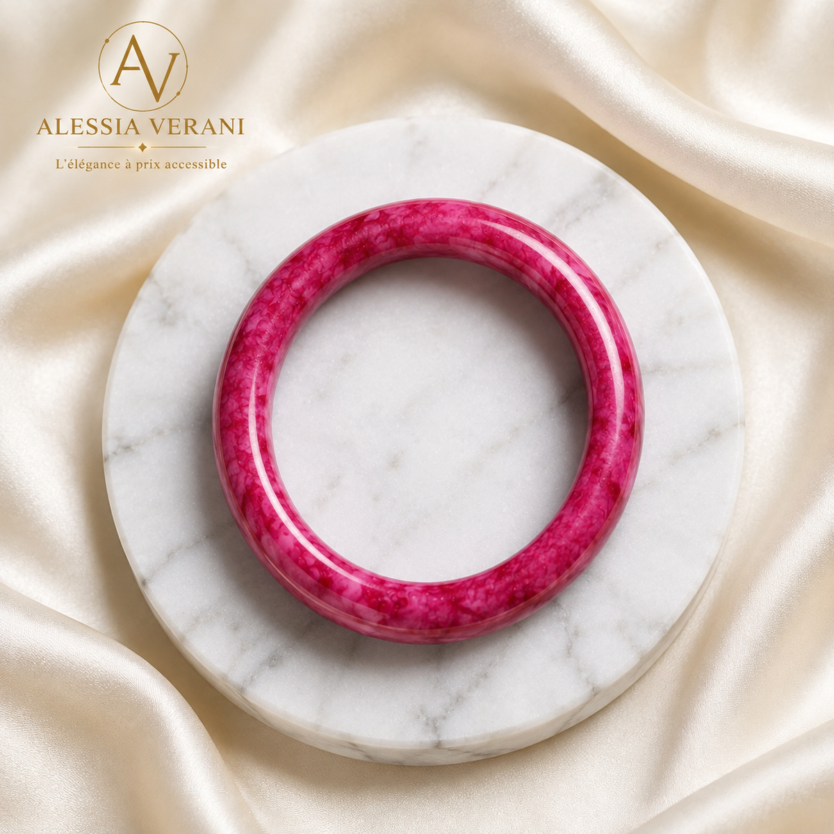 Cherry Blossom Agate Bangle