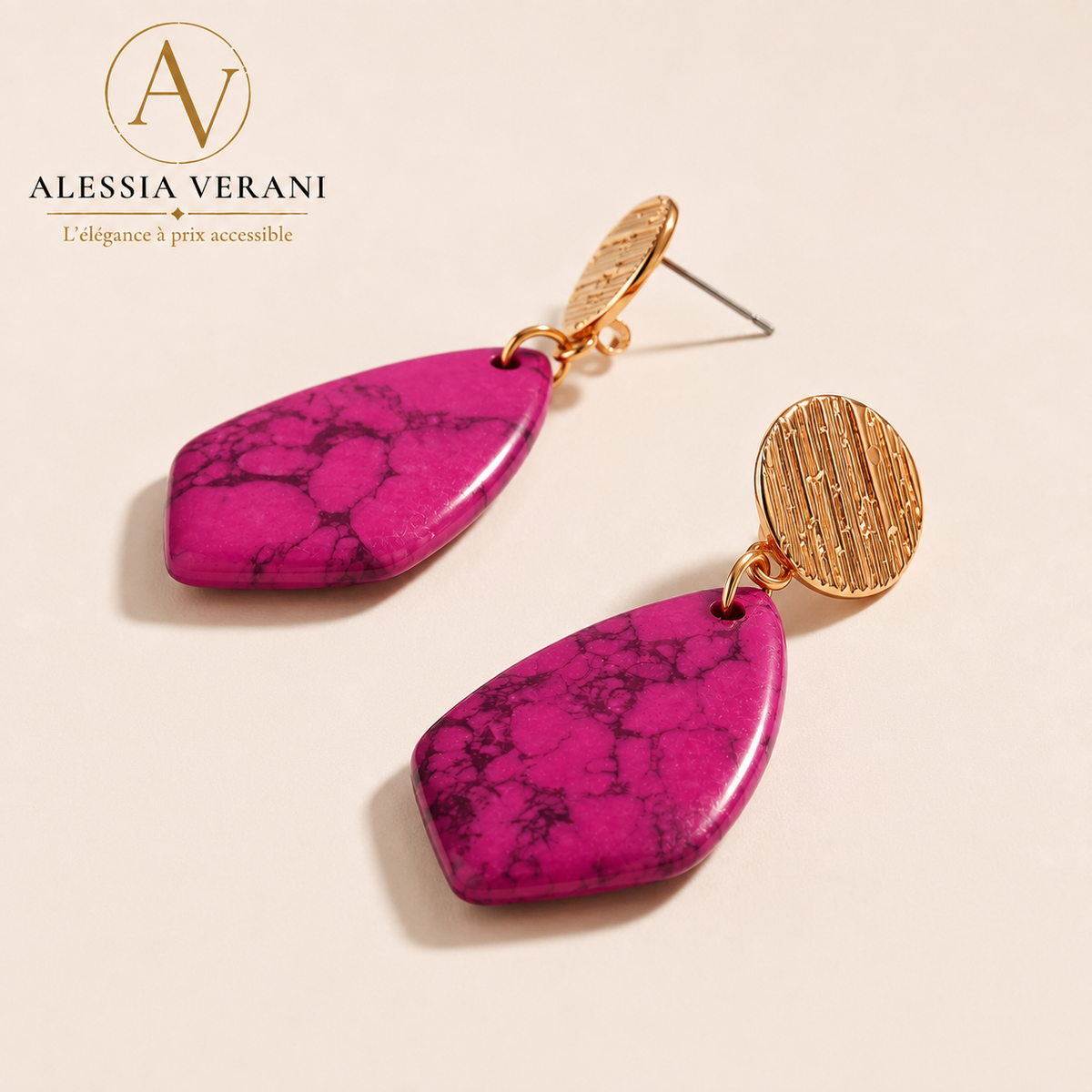 Natural Polychrome Stone Earrings