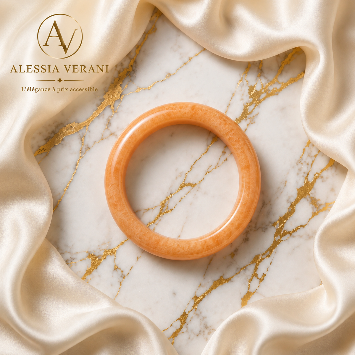 Natural Aragonite Peach Statement Bangle