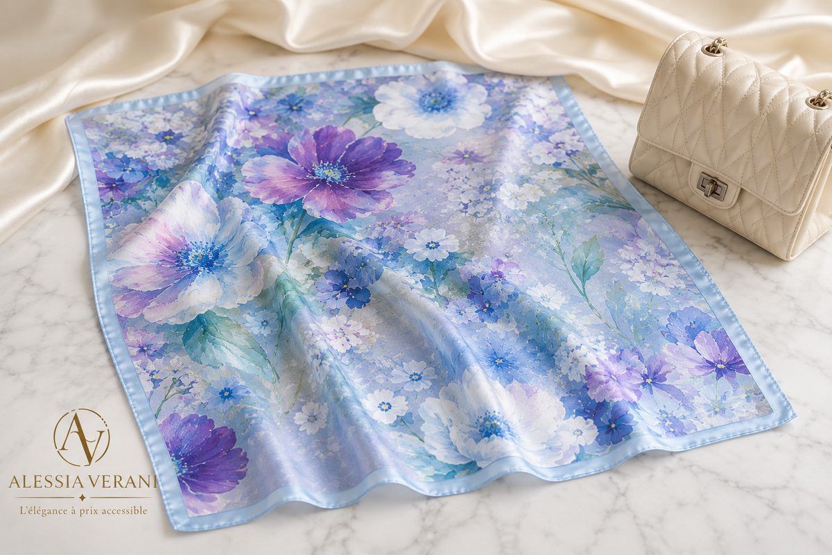 Blush Bloom 100% Silk Square Scarf