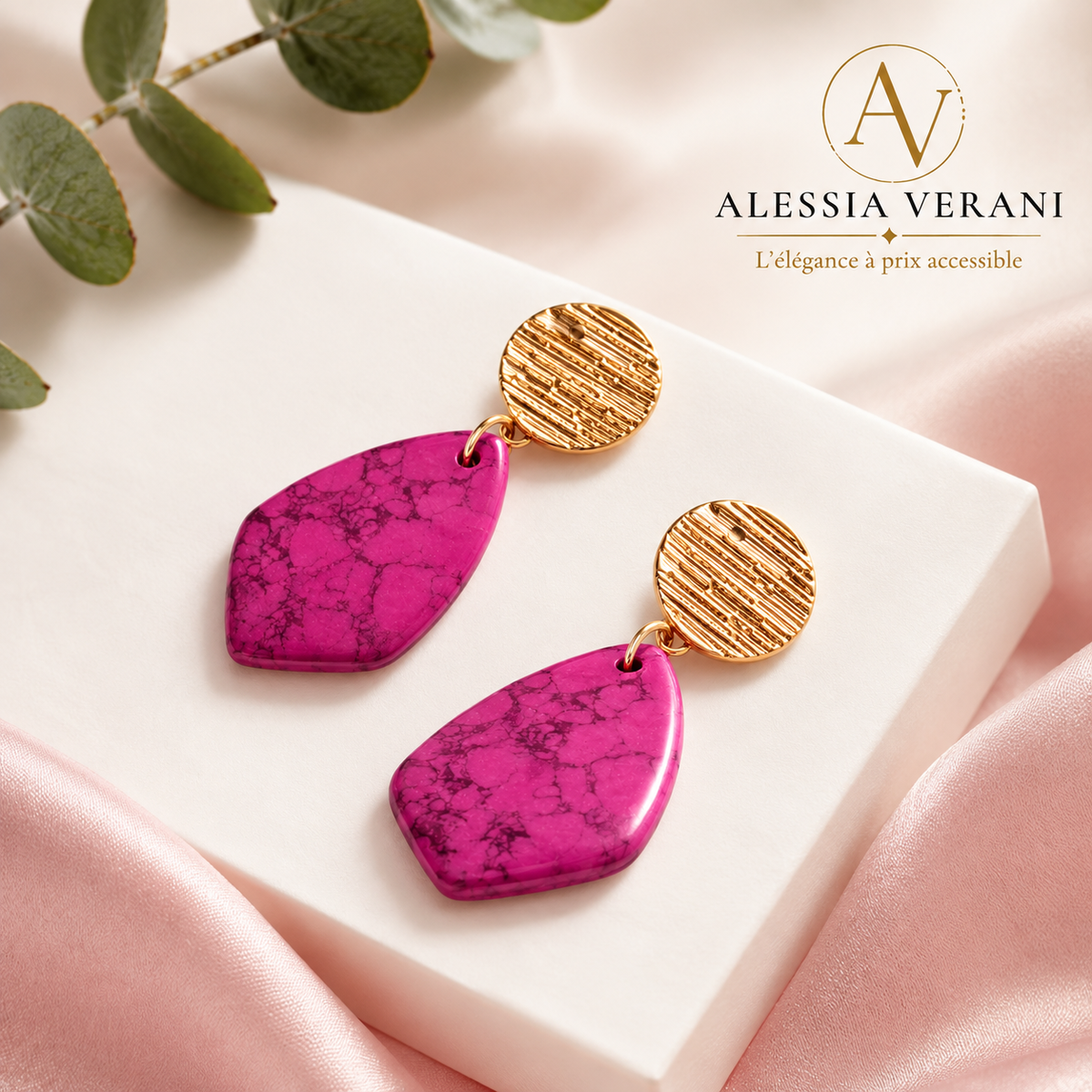 Natural Polychrome Stone Earrings