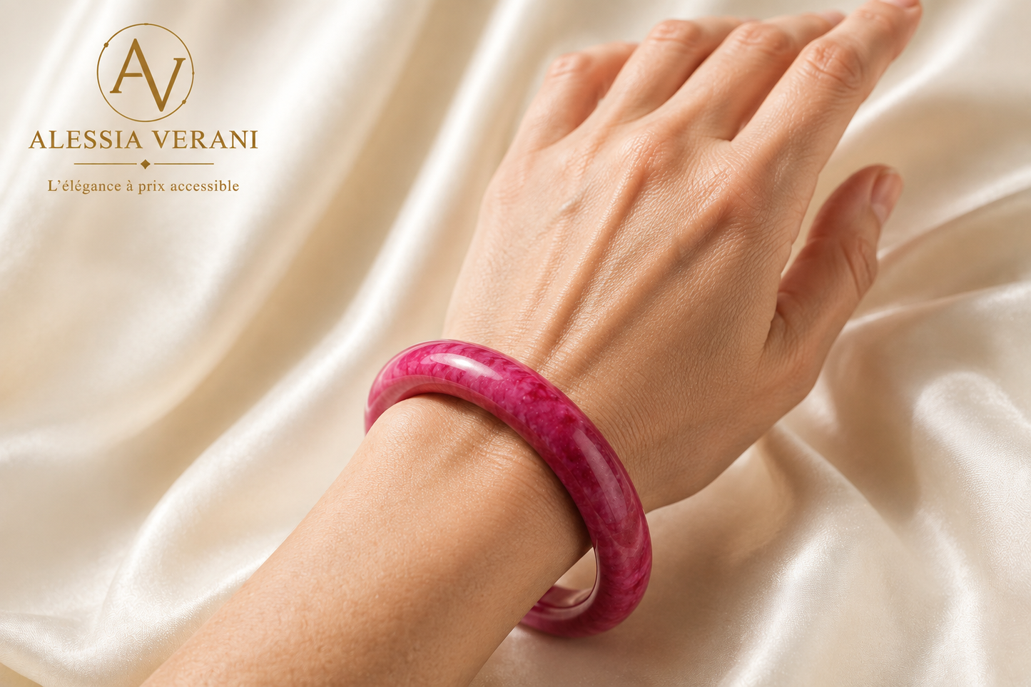 Cherry Blossom Agate Bangle
