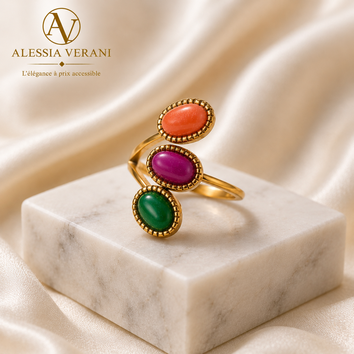 Aurora Mosaic Adjustable Ring