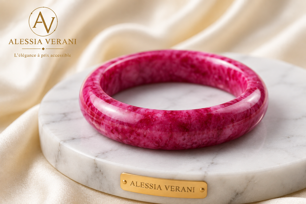 Cherry Blossom Agate Bangle