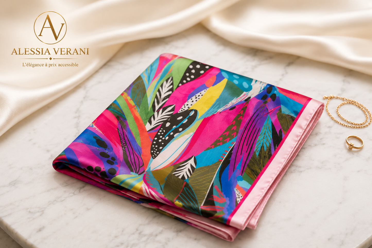 Tropical Bloom 100% Silk Square Scarf