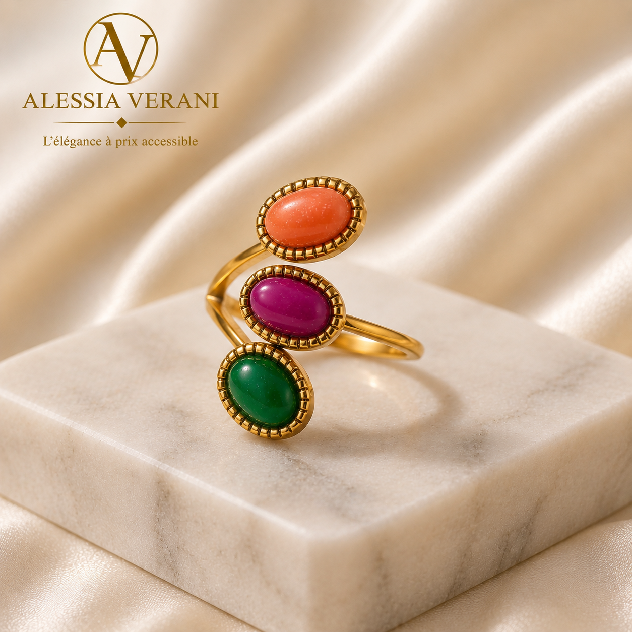 Aurora Mosaic Adjustable Ring