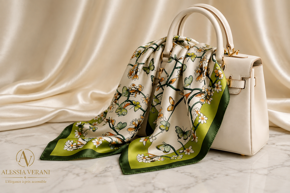 Botanical Butterfly 100% Silk Square Scarf